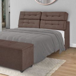 Cabeceira reclinável estofada para box casal queen Eva 1,60m: Marrom - 1