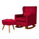 Ver imagem 1 de Poltrona C/ Puff Balanço Amamentação Aurora Veludo Vermelho - Lm Decor