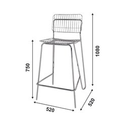Banqueta Alta Aramada 108 cm - Cromado - 4