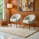 Ver imagem 1 de Kit 2 Poltrona Sala Decorativa Louis Veludo Gelo Pés Palito Castanho