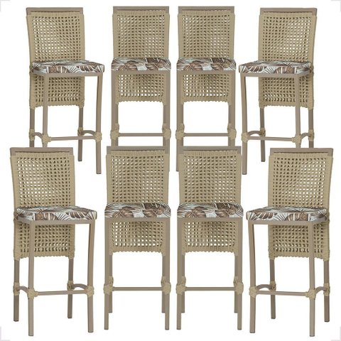 8 Banqueta em Alumínio Roma Fendi Corda Náutica Tecido 6