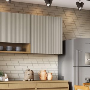 Armário Aéreo Modulada 2 Portas Nesher Simone Mendes 80cm Mdf Carvalho/greige