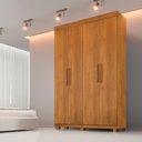 Ver imagem 1 de Guarda-Roupa 4 Portas 3 Gavetas MDF Parma Yescasa Marrom/Cinamomo