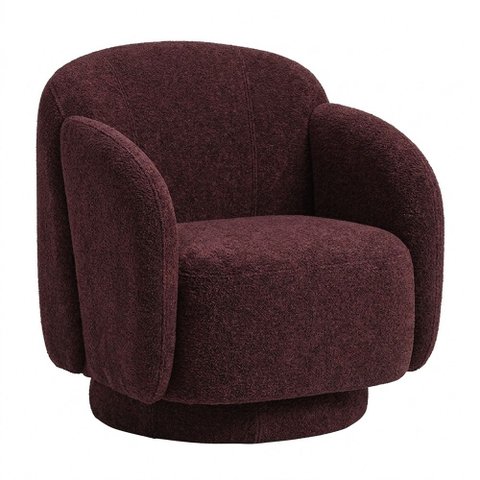 Poltrona Decorativa Avany Base Giratória Bouclé Vinho - Nexta Casa