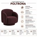 Ver imagem 3 de Poltrona Decorativa Avany Base Giratória Bouclé Vinho - Nexta Casa