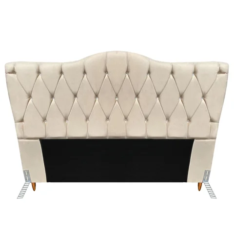 Cabeceira Solteiro Cama Box Quarto Estofada Barcelona 90cm:corino Bege