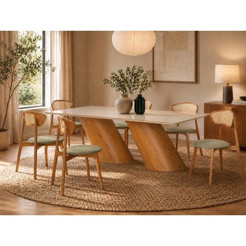 Sala de Jantar Maciça 6 Cadeiras 2,20m -Orion -Imperial