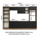 Ver imagem 4 de Armário de Cozinha Completa 330cm Rustic/Preto Agata Madesa 02