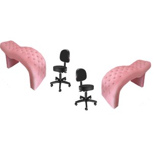 Kit Com 2 Maca Cama Com 2 Cadeira Mocho Salão Beleza Estética Facial Pele Designer De Cílios Sobranc