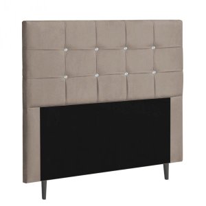 Cabeceira Casal Strass Jordania 140 CM Courino Bege - D A Decor