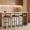 Kit 3 Banquetas Balcão Alta Corino Ferro Cozinha Bistro:caramelo - 1