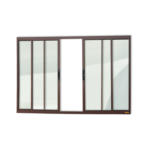 Janela Alumínio Confort 4F.100 x 150 V.Liso Marrom Corten Brimak