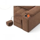 Ver imagem 3 de Sofá com Chaise Manhattan 3 Lugares Retrátil 210cm Marrom Suede Cia Lar
