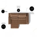 Ver imagem 5 de Sofá com Chaise Manhattan 3 Lugares Retrátil 210cm Marrom Suede Cia Lar