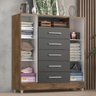 Cômoda Sapateira Isabele 2 Portas 5 Gavetas Castanho/Onix - 12