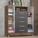 Ver imagem 6 de Cômoda Sapateira Isabele 2 Portas 5 Gavetas Castanho/Onix