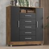 Cômoda Sapateira Isabele 2 Portas 5 Gavetas Castanho/Onix - 10