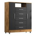 Ver imagem 5 de Cômoda Sapateira Isabele 2 Portas 5 Gavetas Castanho/Onix