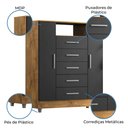 Ver imagem 3 de Cômoda Sapateira Isabele 2 Portas 5 Gavetas Castanho/Onix