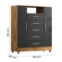 Ver imagem 7 de Cômoda Sapateira Isabele 2 Portas 5 Gavetas Castanho/Onix