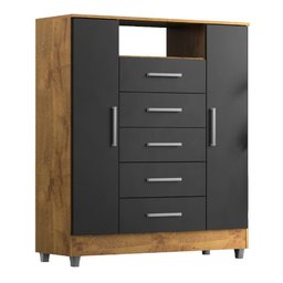 Cômoda Sapateira Isabele 2 Portas 5 Gavetas Castanho/Onix - 11