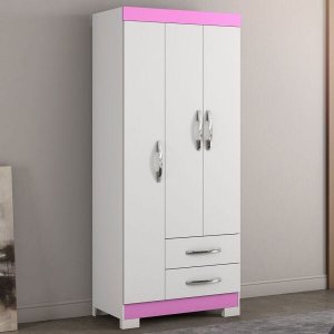 Guarda-Roupa Infantil 3 Portas 2 Gavetas Nt5000 Flex Rosa/Branco - Notavel