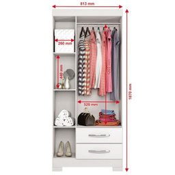 Guarda-Roupa Infantil 3 Portas 2 Gavetas Nt5000 Flex Rosa/Branco - Notavel - 4