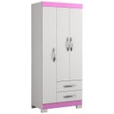 Ver imagem 3 de Guarda-Roupa Infantil 3 Portas 2 Gavetas Nt5000 Flex Rosa/Branco - Notavel