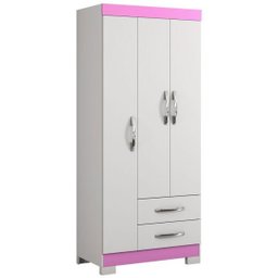 Guarda-Roupa Infantil 3 Portas 2 Gavetas Nt5000 Flex Rosa/Branco - Notavel - 3