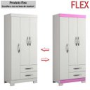 Ver imagem 2 de Guarda-Roupa Infantil 3 Portas 2 Gavetas Nt5000 Flex Rosa/Branco - Notavel