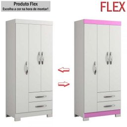 Guarda-Roupa Infantil 3 Portas 2 Gavetas Nt5000 Flex Rosa/Branco - Notavel - 2