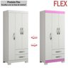 Guarda-Roupa Infantil 3 Portas 2 Gavetas Nt5000 Flex Rosa/Branco - Notavel - 2