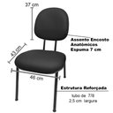 Ver imagem 4 de Cadeira Executiva Fixa Preto Pé Palito Estofada em Couro Sintético