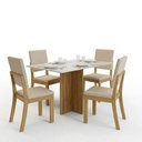 Ver imagem 7 de Conjunto Sala de Jantar Layla Gold 4 Lugares Tampo MDF Cadeiras Estofadas Off White 120cm Casa 812