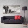Quadro Decorativo Manada Elefante 120x60 Em Tecido - 3