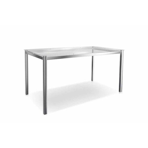 Mesa de Sala Jantar Reno M001 + Tampo Vidro 150x80cm Cromado - Kappesberg