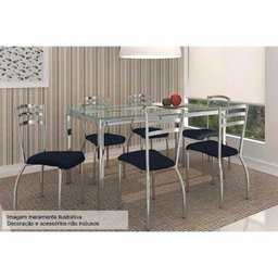 Mesa de Sala Jantar Reno M001 + Tampo Vidro 150x80cm Cromado - Kappesberg - 4