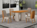 Ver imagem 1 de Conjunto Jantar 4 Cadeiras Maciça 1,35x90 Iza - Arbo Design- Off White - Linho Bege