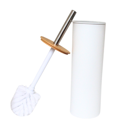 Escova Sanitária Chique Esfregão Elegante Inox C/ Madeira:branco - 1