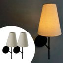 Ver imagem 4 de Kit 2 Arandelas de Parede Clássica Alumínio com Cúpula Tecido Algodão Ref 05
