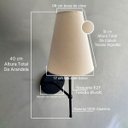 Ver imagem 3 de Kit 2 Arandelas de Parede Clássica Alumínio com Cúpula Tecido Algodão Ref 05