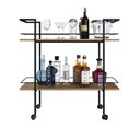 Ver imagem 2 de Carrinho para Bar Industrial 2 Nichos Preto/ Mel - Placa&ponto