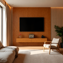 Ver imagem 1 de Rack Suspenso com Painel Ripado Moderno e Elegante 2 Gavetas:Naturale