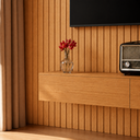 Ver imagem 3 de Rack Suspenso com Painel Ripado Moderno e Elegante 2 Gavetas:Naturale