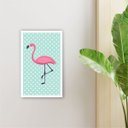 Ver imagem 1 de Quadro 40x25cm Flamingo Rosa Fundo Verde Moldura