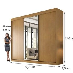 Guarda Roupa Garibaldi 3 Portas de Correr com Espelho Móveis Valverde Cinamomo - 4 Guarda Roupa Garibaldi 3 Portas de Correr com Espelho Móveis Valverde Cinamomo - 4