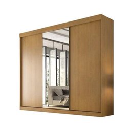 Guarda Roupa Garibaldi 3 Portas de Correr com Espelho Móveis Valverde Cinamomo - 1 Guarda Roupa Garibaldi 3 Portas de Correr com Espelho Móveis Valverde Cinamomo - 1