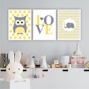 Ver imagem 1 de Quadro Infantil Coruja Love Elefante Branco Vidro