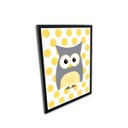 Ver imagem 2 de Quadro 40x30cm Coruja Cinza Amarelo Moldura Preta