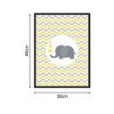 Ver imagem 3 de Quadro 40x30 Elefante Cinza Amarelo Moldura Vidro